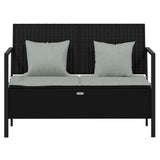 Panca da Giardino a 2 Posti con Cuscini in Polyrattan Nero
