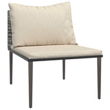 Divano Centrale da Giardino con Cuscini in Polyrattan Grigio