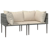 Divani Angolari da Giardino con Cuscini 2pz Polyrattan Grigio