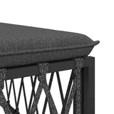 Poggiapiedi Giardino con Cuscino Antracite Tessuto Intrecciato