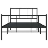 Giroletto con Testiera e Pediera Metallo Nero 100x190 cm