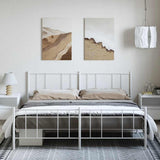 Giroletto con Testiera e Pediera Metallo Bianco 193x203 cm