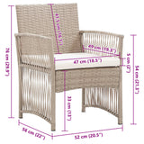 Poltrone da Giardino con Cuscini 2 pz Beige in Polyrattan