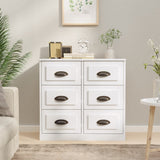 Credenza Bianco Lucido 70x35,5x67,5 cm in Legno truciolato