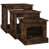 Tavolini da Salotto 3 pz Rovere Fumo in Legno truciolato