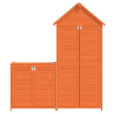 Set Rimessa Attrezzi Giardino 2pz Marrone Legno Massello Pino