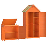 Set Rimessa Attrezzi Giardino 2pz Marrone Legno Massello Pino