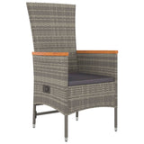 Set da Pranzo da Giardino 7 pz con Cuscini in Polyrattan Grigio