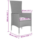 Set da Pranzo da Giardino 3 pz con Cuscini Beige in Polyrattan