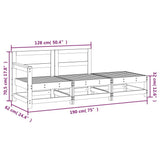 Set Salotto da Giardino 3 pz Bianco in Legno Massello di Pino