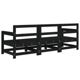 Set Salotto da Giardino 3 pz Nero in Legno Massello di Pino