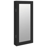 Armadio Portagioie con Specchio a Muro Nero 30x8,5x67 cm