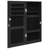 Armadio Portagioie con Specchio a Muro Nero 30x8,5x67 cm