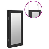 Armadio Portagioie con Specchio a Muro Nero 30x8,5x67 cm