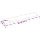 Ripiano a Parete 80x20x2 cm Legno Massello Rovere Non Trattato