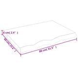 Ripiano a Parete 80x60x(2-6) cm Massello Rovere Non Trattato
