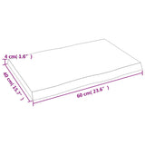 Piano per Tavolo 60x40x(2-4) cm Rovere Non Trattato Bordi Vivi