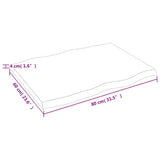 Piano Tavolo Marrone Chiaro 80x60x(2-4) cm Rovere Non Trattato
