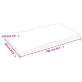 Piano Tavolo Marrone Chiaro 100x60x2 cm in Rovere Non Trattato