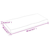Piano Tavolo Marrone Scuro 80x40x(2-6)cm in Rovere Non Trattato