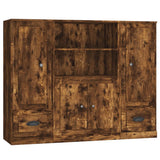 Credenze 3 pz Rovere Fumo in Legno truciolato