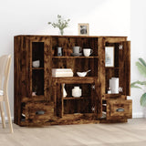 Credenze 3 pz Rovere Fumo in Legno truciolato