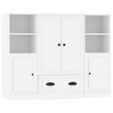 Credenze 3 pz Bianche in Legno truciolato
