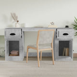 Scrivania con Armadietto Grigio Cemento in Legno truciolato