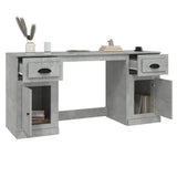 Scrivania con Armadietto Grigio Cemento in Legno truciolato