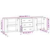 Credenze 3 pz Rovere Fumo in Legno truciolato