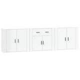 Credenze 3 pz Bianco in Legno truciolato