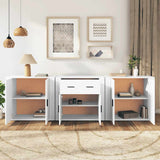 Credenze 3 pz Bianco in Legno truciolato