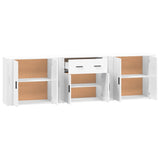 Credenze 3 pz Bianco in Legno truciolato