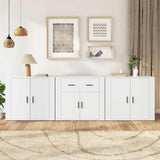 Credenze 3 pz Bianco in Legno truciolato