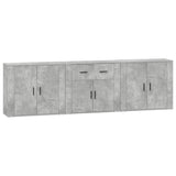 Credenze 3 pz Grigio Cemento in Legno truciolato