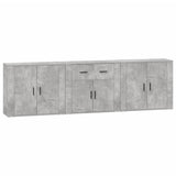 Credenze 3 pz Grigio Cemento in Legno truciolato