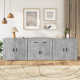 Credenze 3 pz Grigio Cemento in Legno truciolato