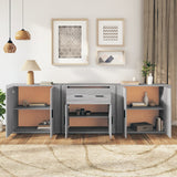 Credenze 3 pz Grigio Sonoma in Legno truciolato