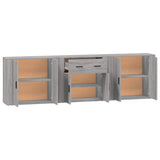 Credenze 3 pz Grigio Sonoma in Legno truciolato