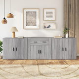 Credenze 3 pz Grigio Sonoma in Legno truciolato