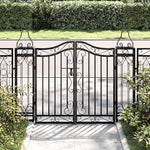 Cancello da Giardino Nero 121x8x100 cm in Ferro Battuto