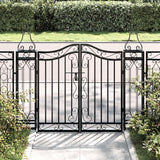 Cancello da Giardino Nero 121x8x100 cm in Ferro Battuto