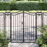 Cancello da Giardino Nero 121x8x120 cm in Ferro Battuto