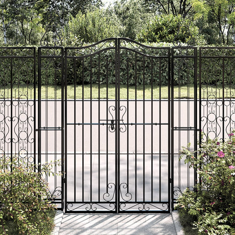 Cancello da Giardino Nero 121x8x150 cm in Ferro Battuto