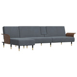 Divano Letto a L Grigio Scuro 279x140x70 cm in Velluto