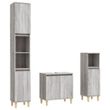 Set Mobili da Bagno 3 pz Grigio Sonoma in Legno truciolato