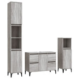 Set Mobili da Bagno 3 pz Grigio Sonoma in Legno truciolato
