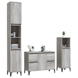 Set Mobili da Bagno 3 pz Grigio Sonoma in Legno truciolato