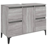 Set Mobili da Bagno 3 pz Grigio Sonoma in Legno truciolato