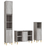 Set Mobili da Bagno 3 pz Grigio Sonoma in Legno truciolato